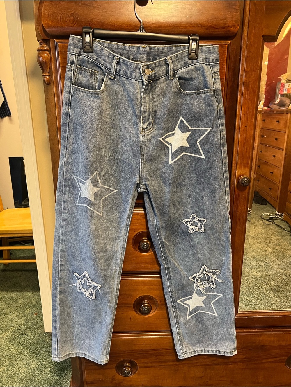 Blue Star-Print Relaxed Jeans